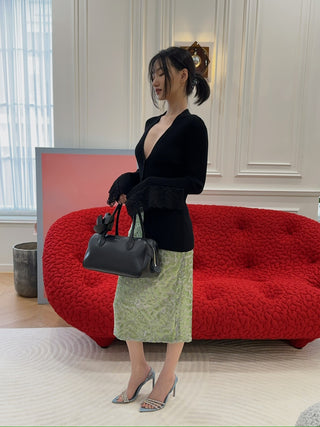 16ARLINGTON - Elice Midi Skirt in Lace Sequin