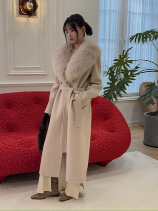 YVES SALOMON MANTEAU 119CM SABLE