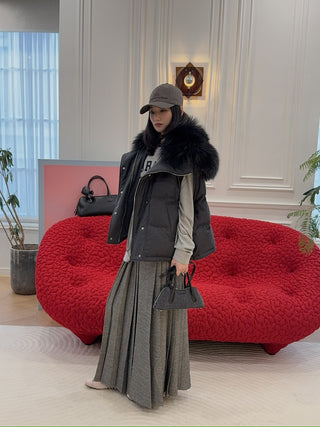 OPEN YY - DOUBLE BELTED MAXI SKIRT / GRAY