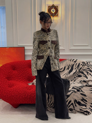 CARELLI - Carol Leopard Jacket in Beige Leopard Print