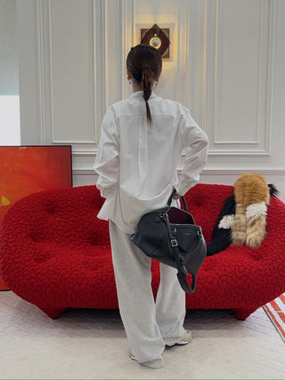 SPORTY & RICH - NY Crest Oversized Shirt in White