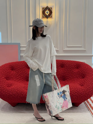 AYA MUSE - Double Layer T-shirt in White