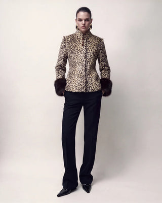 Pre-order CARELLI - Dolly Leopard Jacket in Beige Leopard Print