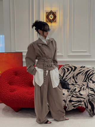 THE MANNEI - Wide Trousers in Beige