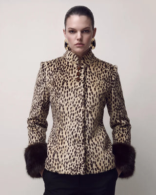 Pre-order CARELLI - Dolly Leopard Jacket in Beige Leopard Print