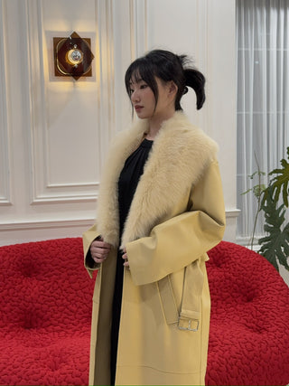 COMMON LEISURE YOU&ME TRENCHCOAT W/ SHEARLING LAPEL