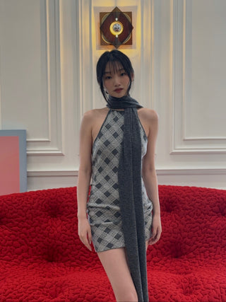 AYA MUSE - Axis Dress in Plaid Gray