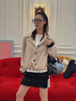 Ashley Williams - Ruffle Skirt in Black & Grey