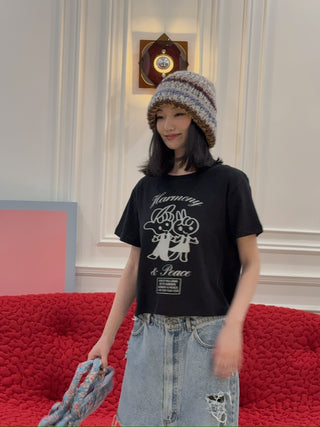 ASHLEY WILLIAMS - BLACK CROPPED T-SHIRT / HAMORNY & PEACE