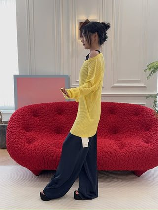 MM6 - FLUTED TEXTURE KNITWEAR / LEMON