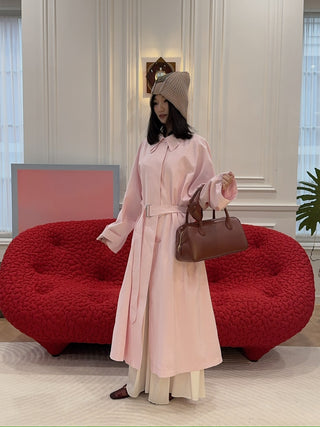 MAGDA BUTRYM -  Belted cotton trench coat in beige