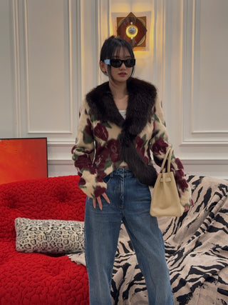 CARELLI - Rosa Floral Jacket in Red Rose Print