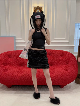 Ashley Williams - Ruffle Skirt in Black & Grey