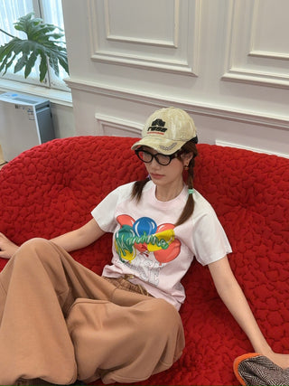 MARTINE ROSE - RAGLAN SHRUNKEN T-SHIRT / PINK BALLOONS