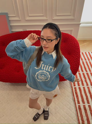 SPORTY & RICH X JUICY COUTURE - Juicy Emblem Crewneck in Sky Blue