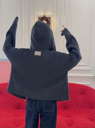 AYA MUSE KNIT ZIP UP HOODIE / CHARCOAL