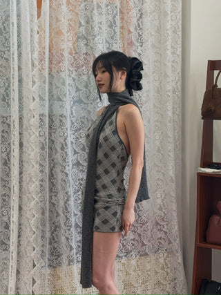 AYA MUSE - Axis Dress in Plaid Gray
