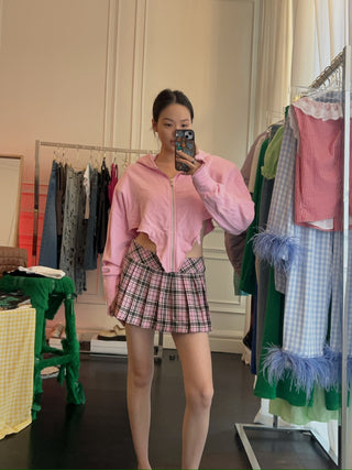 GIUSEPPE DI MORABITO CRYSTAL EMBELLISHMENT TARTAN PLEATED MINI SKORT