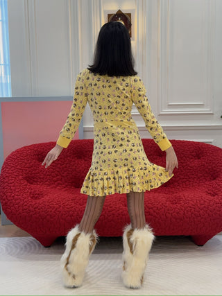 ASHLEY WILLIAMS - L/S AMELIA SHORT DRESS / GIRL BABY YELLOW