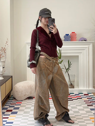 BLUMARINE CARDIGAN WITH FAUX FUR COLLAR