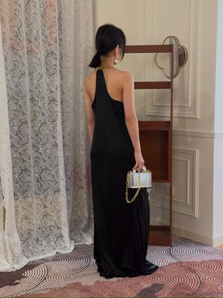 BEVZA - Spikelet Neck Dress in Black