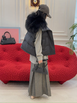 OPEN YY - DOUBLE BELTED MAXI SKIRT / GRAY
