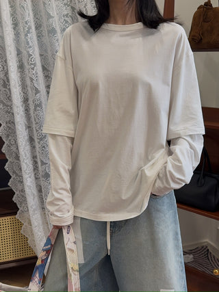 AYA MUSE - Double Layer T-shirt in White