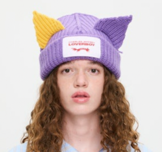 LOVERBOY - CHUNKY EARS BEANIE in Purple and Yellow