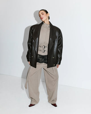 THE MANNEI - Leather Jacket in Brown