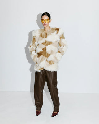 THE MANNEI - Shearling Jacket in Taupe/Brown/Ecru/Beige