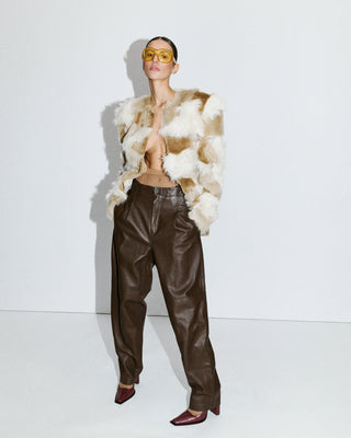 THE MANNEI - Shearling Jacket in Taupe/Brown/Ecru/Beige