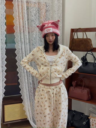 LOVERBOY - CHUNKY EARS BEANIE in PINK STRIPE