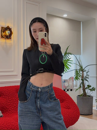 Coperni - Cropped Trompe-L’oeil Jacket in Black