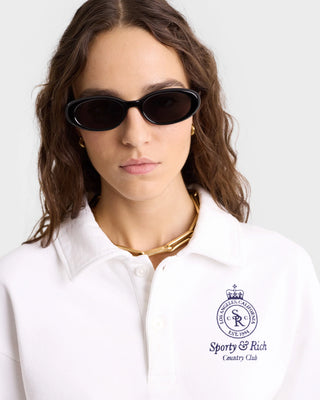 SPORTY & RICH - Crown Country Cropped Polo in White