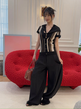 VAILLANT - KNIT TOP STRIPED W/ CONTRAST NECKLINE & CUFF / STRIPES