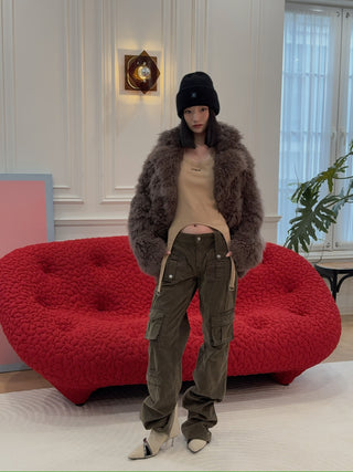 SIMONETTA RAVIZZA TEO CASHMERE GOAT FUR JACKET