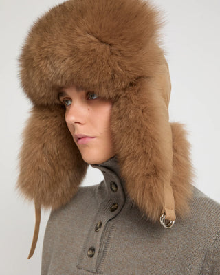 YVES SALOMON - Loro Piana Flannel and fox fur ushanka