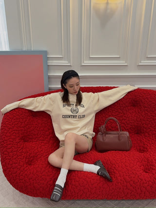 SPORTY & RICH - Varsity Crest Crewneck in Cream