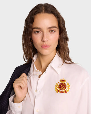 SPORTY & RICH - NY Crest Oversized Shirt in White