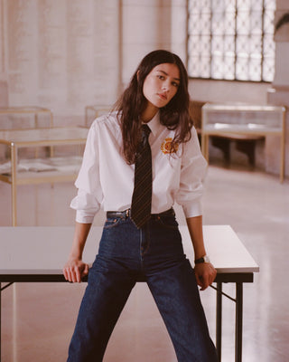 SPORTY & RICH - NY Crest Oversized Shirt in White