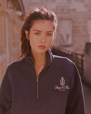 SPORTY & RICH - Vendome Quarter Zip in Navy