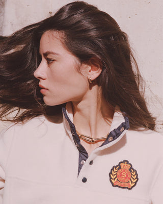 SPORTY & RICH - NY Crest Polar Sweatshirt in Cream