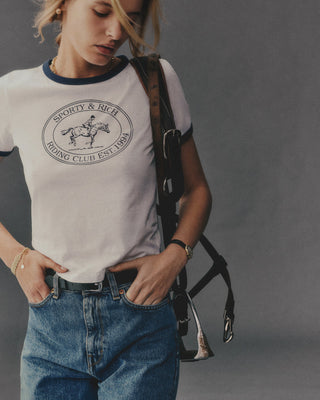 SPORTY & RICH - Riding Club Ringer Tee in White