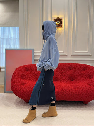 YOUSER - DENIM OR JERSEY SKIRT / NAVY