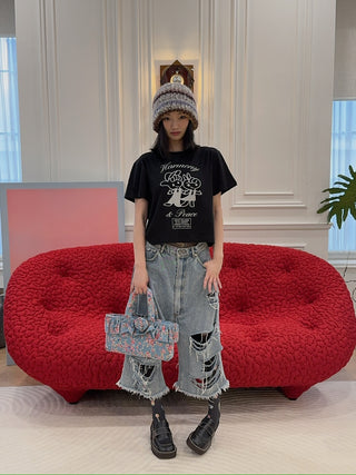 ASHLEY WILLIAMS - BLACK CROPPED T-SHIRT / HAMORNY & PEACE