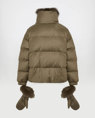 YVES SALOMON - Short down jacket with detachable fox fur collar and mittens