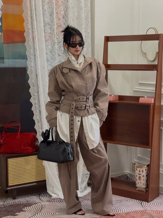 THE MANNEI - Wide Trousers in Beige