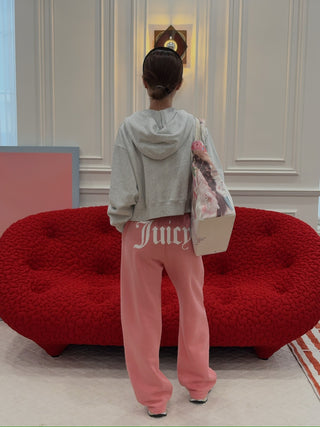 SPORTY & RICH - UCLA Crest Cropped Zip Hoodie in Gray