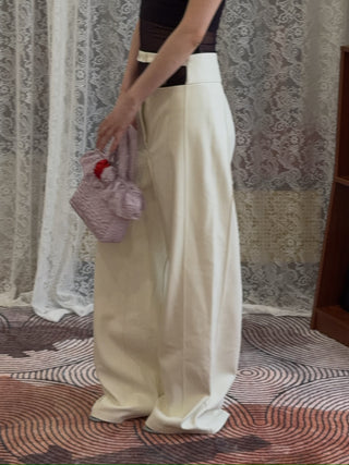 BEVZA - High Waisted Trousers in White