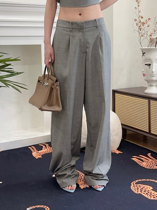MAGDA BUTRYM Wide leg tailored wool pants in grey